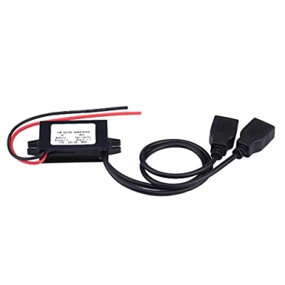 Immagine di Yctze modulo convertitore da 3 a CC 12 V 5 V, adattatore caricatore doppio USB + metallo ABS per auto Telefono moto Carica (nero)