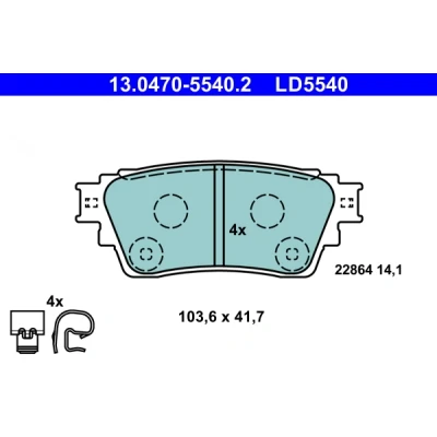 Immagine di ATE 13.0470 5540.2 Kit pastiglie freno con segnalatore acustico usura MITSUBISHI: OUTLANDER 3, Eclipse Cross