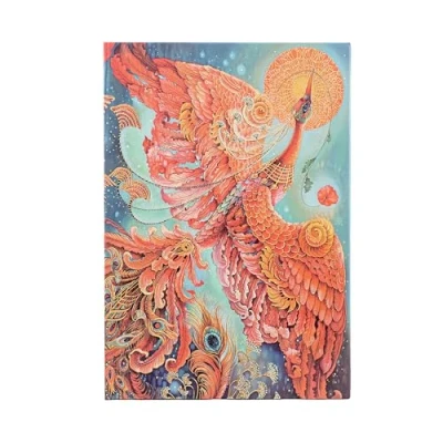 Immagine di Paperblanks Diari a copertina rigida, Uccello di Fuoco, Midi, Bianco, Chiusura con Fascia Elastica