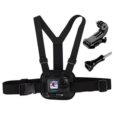 Immagine di Suptig Imbracatura pettorale regolabile compatibile con tutte le fotocamere GoPro, AKASO, DJI Osmo e altre action camera, materiale traspirante (nero)