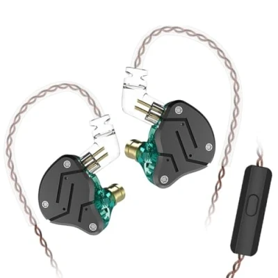 Immagine di KINBOOFI KZ ZSN Auricolari con monitor per cuffie 1BA e 1DD, ad alta fedeltà cavo a 2 pin da 0,75 mm, 1 cuffia dinamica driver armatura bilanciata (con microfono, ciano)
