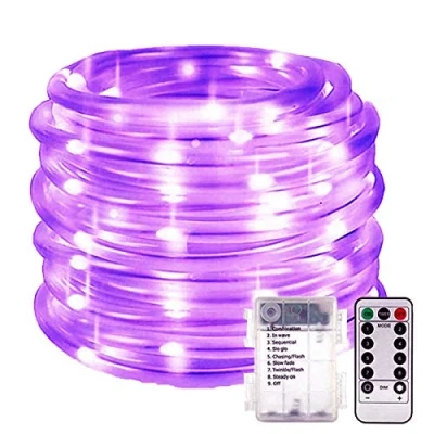 Immagine di KINGCOO 100LED Luce Stringa Fata Luminosa, Impermeabile 10M 8 modalità Tubo Luci a Corda Rame Striscia Batteria Decorative per Giardino Feste Natale Matrimonio Illuminazione (Viola)