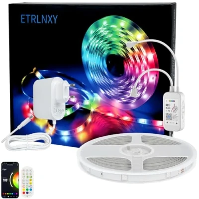 Immagine di WiFi Striscia LED 15 Metri, RGB Smart Strisce 15m con Telecomando, tuya App Controllato, Sincronizza la Musica, Funziona Alexa Google Assistant, Luci Colorate per Casa,Cucina,Bar