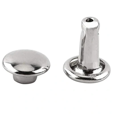 Immagine di Walfront 100 Set Doppio Cappuccio Rivetto Arrotondamenti Rivetti Metallo Borchie Rapidi Kit 6 x 8mm per Riparazioni Artigianali in Pelle(Silver)