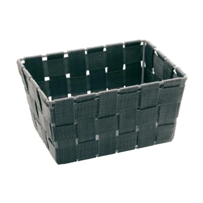 Immagine di WENKO Cestino da bagno Adria, portaoggetti dal design moderno, ideale per casa, e cucina, rete in plastica di alta qualità con barre metallo maggiore stabilità, 19x9x14cm, grigio