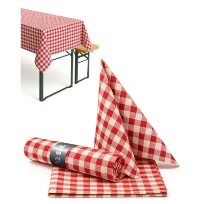 Immagine di texpot tovaglioli rustica A quadretti 30 x cm 12 pezzi Rosso E Bianco Scacchi 100% cotone stile country