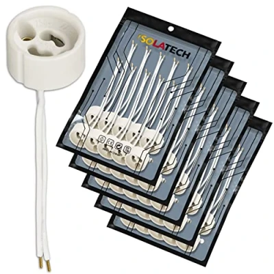 Immagine di ISOLATECH 50pcs GU10 ceramica presa con ghiere LED lampade a risparmio energetico (max.250V/2A) lampadine casa incasso soffitto cucina bagno resistente al calore