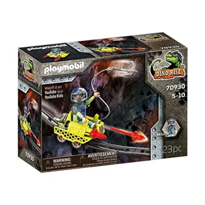 Immagine di PLAYMOBIL Dino Rise 70930 Carrello Lanciarazzi, Combinabile con i Veicoli ferroviari, Giocattoli per Bambini a Partire