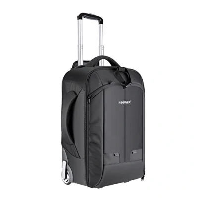 Immagine di NEEWER Trolley 2 in 1 con doppia asta, scomparto imbottito rimovibile per fotocamere SLR/DSLR, treppiede, obiettivo e altri accessori (nero/verde)