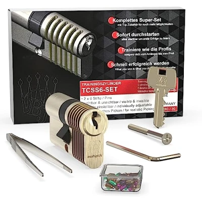 Immagine di MULTIPICK set di Cilindri Allenamento 2 in 1 [incl. Kit spillatura da 50 pezzi] Lockpicking Lock picking Chiave topolino per Porte Grimaldelli Serratura