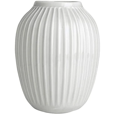 Immagine di Vaso Kähler H25,5 cm Hammershøi Design danese per fiori Fatto a mano, bianco