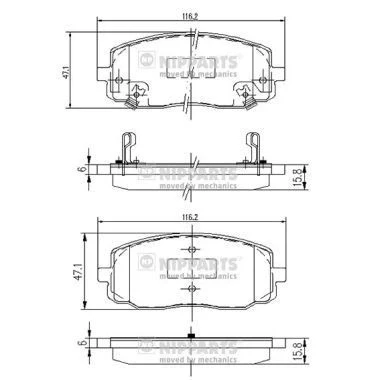Immagine di NIPPARTS J3600323 Kit pastiglie freno Assale anteriore con segnalatore acustico usura accessori HYUNDAI: i20 I Hatchback, i10 II