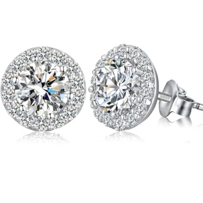 Immagine di jiamiaoi Orecchini donna Argento 925 diamante Oro Bianco 18 Carati, a bottone perno per donne ragazze