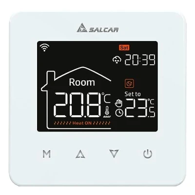 Immagine di SALCAR Termostato WIFI per Riscaldamento a Pavimento 16A, Display LCD Ambiente Programmabili Termostati da Parete Compatibile con Amazon Alexa &amp; Google Assistant, Bianco