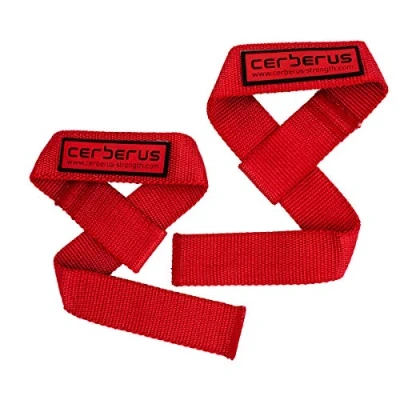 Immagine di CERBERUS Strength Elite Cinghie per Sollevamento Pesi, Bodybuilding, Powerlifting, Allenamento della Forza, stacchi da Terra, Lunghezza 54,6 cm