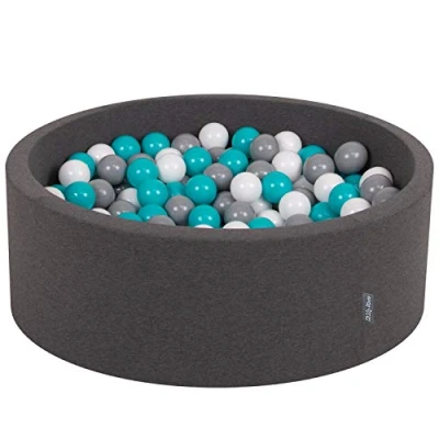 Immagine di KiddyMoon 90X30cm/200 Palline Piscina di Colorate ∅7Cm per Bambini Quarto Angolare in EU, Grigio Sc:Grigio/Bianco/Turchese