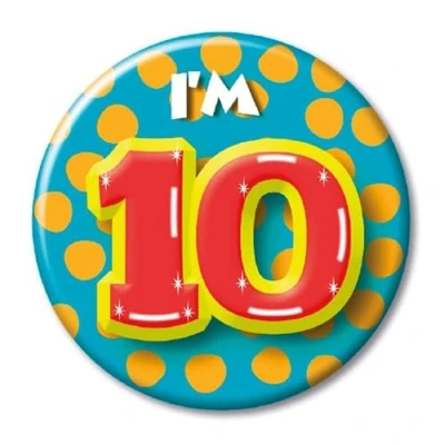 Immagine di PD Party 6014710 Compleanno Distintivo/Spillo Badge Celebrazione Festa I&#039;m 10, Multicolore, 5.5cm Lunghezza x Larghezza 0.5cm Altezza