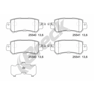 Immagine di BRECK 25540 00 702 Kit pastiglie freno con contatto segnalazione usura, segnalatore acustico usura accessori MAZDA: CX 5 I, 3