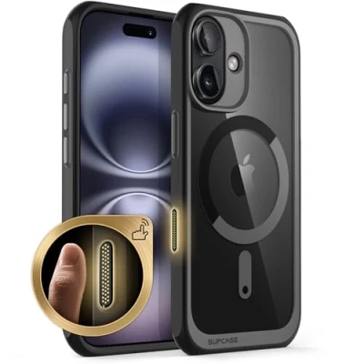 Immagine di SUPCASE Cover per iPhone 16 6.1&#039;&#039; 2024, [Compatibile con MagSafe] [Protezione di Grado Militare] Custodia Magnetica Antiurto Trasparente Ultrasottile 2024 (Nero)
