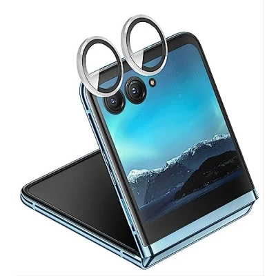 Immagine di GIOPUEY [Protezione Completa Pellicola Fotocamera Compatibile con Motorola RAZR 40 Ultra, [Doppia Protezione] Metallo + Vetro Temperato, Protezione Silver