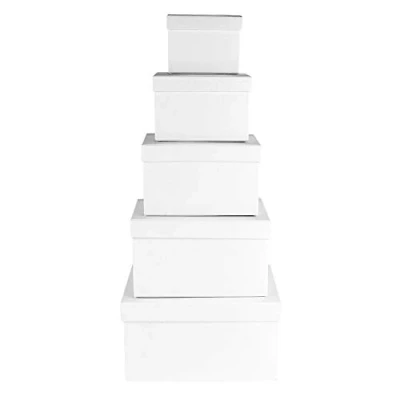 Immagine di Ideen mit Herz Scatole regalo con coperchio Set da 5 pezzi diverse misure tra loro grandi a piccoli in cartone robusto ideali per compleanno e matrimonio rettangolari 8 18 cm