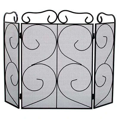 Immagine di Fire Vida Tapton 3 Panel Screen/Spark Guard, Metallo, Nero, Acciaio, H 58 x L 81 P 23 cm Circa
