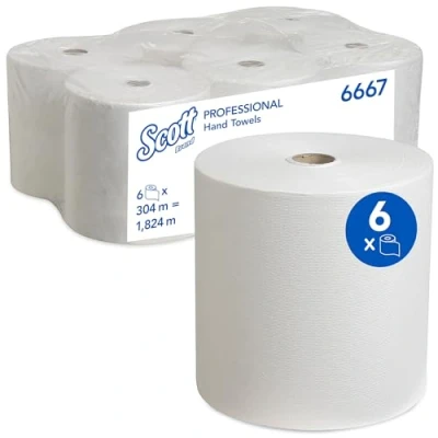 Immagine di Asciugamani in Rotolo Scott 6667 6 Rotoli x 304 m, Colore Bianco, a 1 Velo