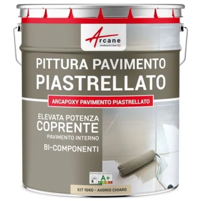 Immagine di Vernice Pavimenti Piastrellati Arcapoxy Pavimento Piastrellato 10 kg (fino a 50 m² in 2 strati) Avorio Chiaro RAL 1015 ARCANE INDUSTRIES