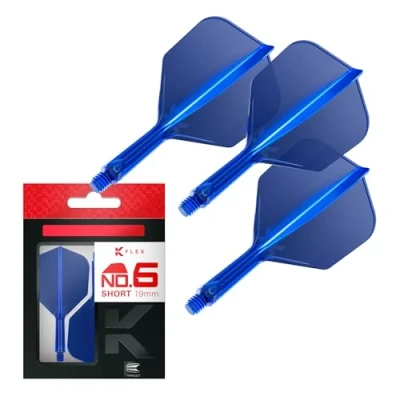 Immagine di Target Darts K Flex Integrated Dart Flight And Shaft, N. 6 Blu (Corto) Confezione da 3 6, voli per Freccette di precisione 2 in 1 e Stelo