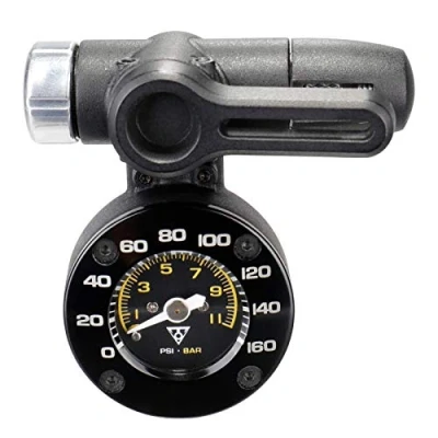 Immagine di Topeak Shuttle Gauge G2 15712014 Manometro per pompa in alluminio e fibra di vetro, colore nero, dimensioni: 6,2 x 5,8 3 cm