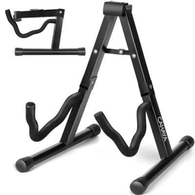 Immagine di CAHAYA Supporto per Chitarra da Terra con Altezza Regolabile 74 98cm Stand Universale Classica Acustica Elettrica Ukulele Appoggio Pieghevole Modello CY0253