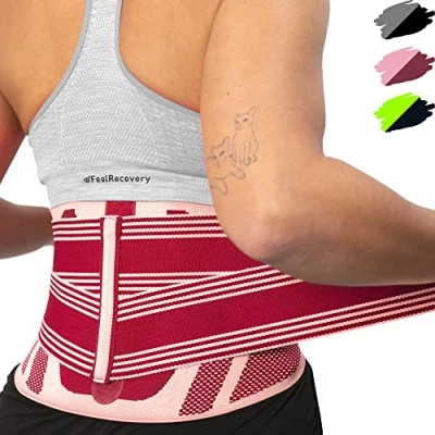 Immagine di Feel Recovery Fascia Lombare Supporto Schiena per Uomo e Donne Bustino Posturale Sciatica, Ernia al Disco, Scoliosi Cintura Elastica di Sostegno (XL, Bordeaux)