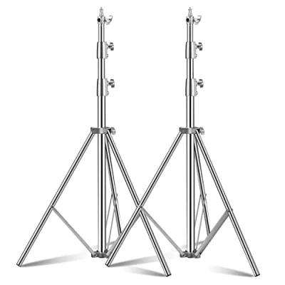 Immagine di Supporto per Luce 2,8 m Treppiedi in Acciaio Inox con Molla Ammortizzata e Adattatore Universale da 1/4&quot; a 3/8&quot; Fotografia Studio Softbox Riflettore, 2 Pezzi Illuminazione