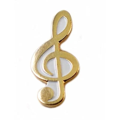 Immagine di Spilla in metallo smaltato con chiave di violino e oro
