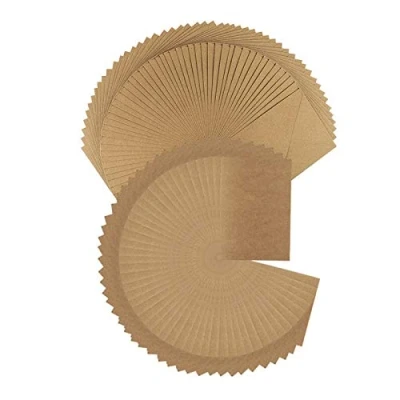 Immagine di Set di 50 biglietti in carta Kraft, con busta (270g/m2) e buste (120g/m2) alta qualità Din C6 10,5cm x 14,5cm