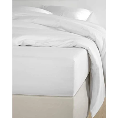 Immagine di De Witte Lietaer Olivia Lenzuolo con angoli in raso di cotone pregiato, 180 x 200 cm, altezza 30 bianco