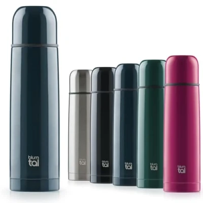 Immagine di Blumtal Termos Caffè in Acciaio Inox Doppia Parete, Borraccia Termica per Bevande Calde e Fredde, Tappo Quick Press, 700ml, Blu Oceano