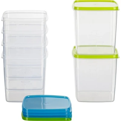 Immagine di Kigima Scatola freschezza contenitore congelatore 1l quadrati 11x11x11,5 cm Set di 6 blu e verde