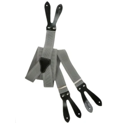 Immagine di Olata Bretelle Eleganti a Forma di Y, Elastiche con Asole per Bottoni, 3,5 cm. Grigio Luce