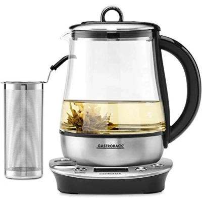 Immagine di Gastroback 42438 teiera in vetro per la preparazione del tè 1,5 L 1400 W Argento, Trasparente