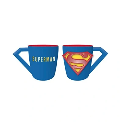 Immagine di Half Moon Bay: Tazza 3D DC Comics Superman grande da colazione personalizzata, 500 ml, 12,4 x 10,5 cm, confezione regalo Superman, Licenza ufficiale 100%