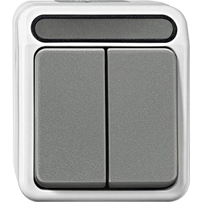 Immagine di Merten 1 pezzo Interruttore per ambienti umidi Completo Interruttori in serie AQUASTAR Grigio luminescente 4074980