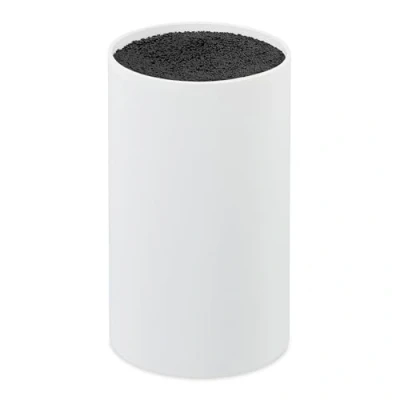Immagine di Relaxdays Ceppo Portacoltelli, Vuoto, con Setole, Spazio per 8 Coltelli, Universale, Rotondo HxD: 18x11 cm, color bianco