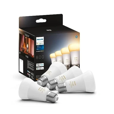 Immagine di Philips Lighting Hue Kit 4 lampadine LED 871951432840200 ERP: F (A G) White &amp; Col. Amb. E27 Viererpack 4x570lm 60W 9 W Da bianco caldo a