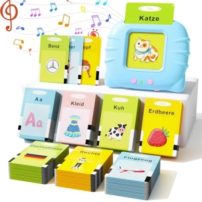 Immagine di GUYUCOM giocattoli per bambini a partire dai 2 anni, carte educative parlanti in tedesco, 194 fogli, 388 parole l&#039;apprendimento ragazze e ragazzi 2, 3, 4, 5, 6 anni (blu)