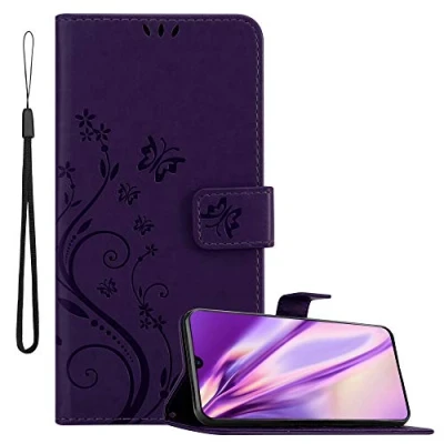 Immagine di Cadorabo Custodia Libro per Samsung Galaxy A70 in LILLA SCURO Fiore Design di con Chiusura Magnetica, Funzione Stand e 3 Vani Carte Portafoglio Cover Case Wallet Book Etui Protezione
