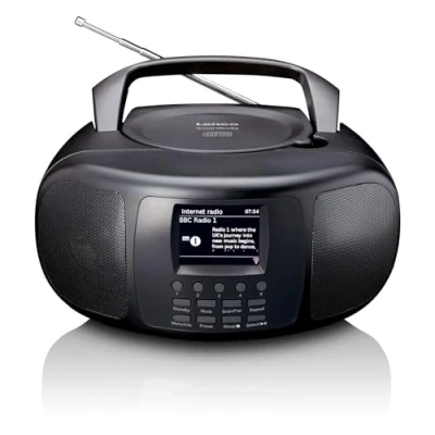 Immagine di Lenco SCD 6000 Radio Internet portatile con DAB+/FM, Bluetooth, lettore CD e display a colori TFT LCD da 2,4 pollici, WLAN doppia banda, suono stereo nero