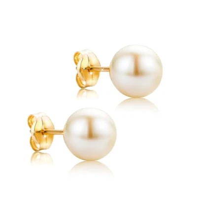 Immagine di Orovi Orecchini Perle oro Giallo 18KT 750 da Donna Piccoli a lobo con coltivate d&#039;acqua dolce Bottone perno in e chiusura farfalla pressione