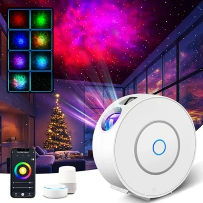 Immagine di Fokky proiettore intelligente cielo stellato, WLAN Galaxy Projector con controllo vocale/controllo app/timer, stellato funziona Alexa&amp;Google Assistant, lampada per