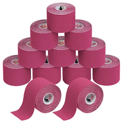 Immagine di ALPIDEX Nastro Kinesiologico Tanti Colori 1/3/ 6/12 Rotoli 5 m x 5,0 cm E Book Esempi Applicazione Tape Muscolare Cerotto, Colore:rosa fucsia, Quantità:12 rotolo
